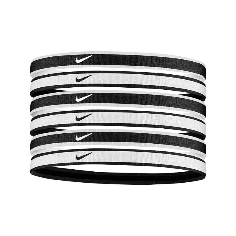 Nike Swoosh Sport Headbands - Black/White (6 pack)