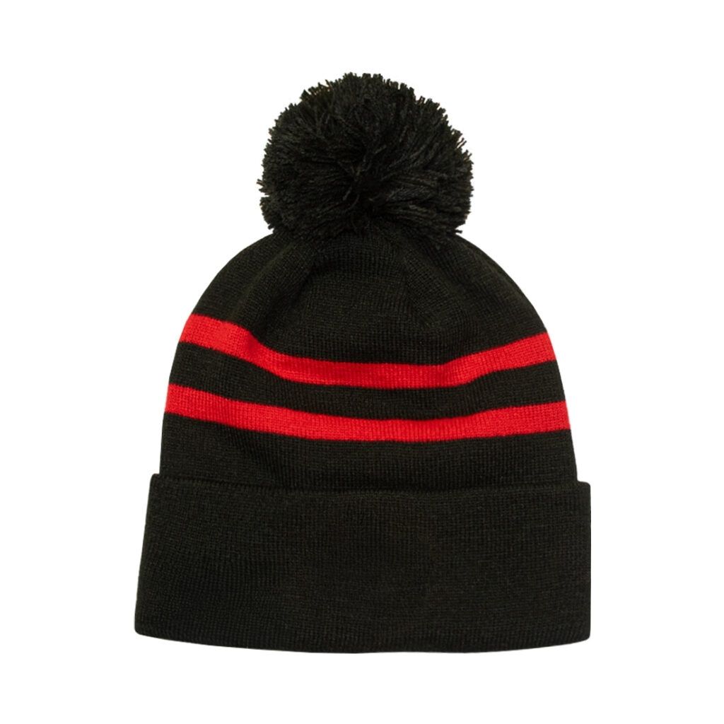 New Era Manchester United Stripe Black & Red Knit POM Beanie
