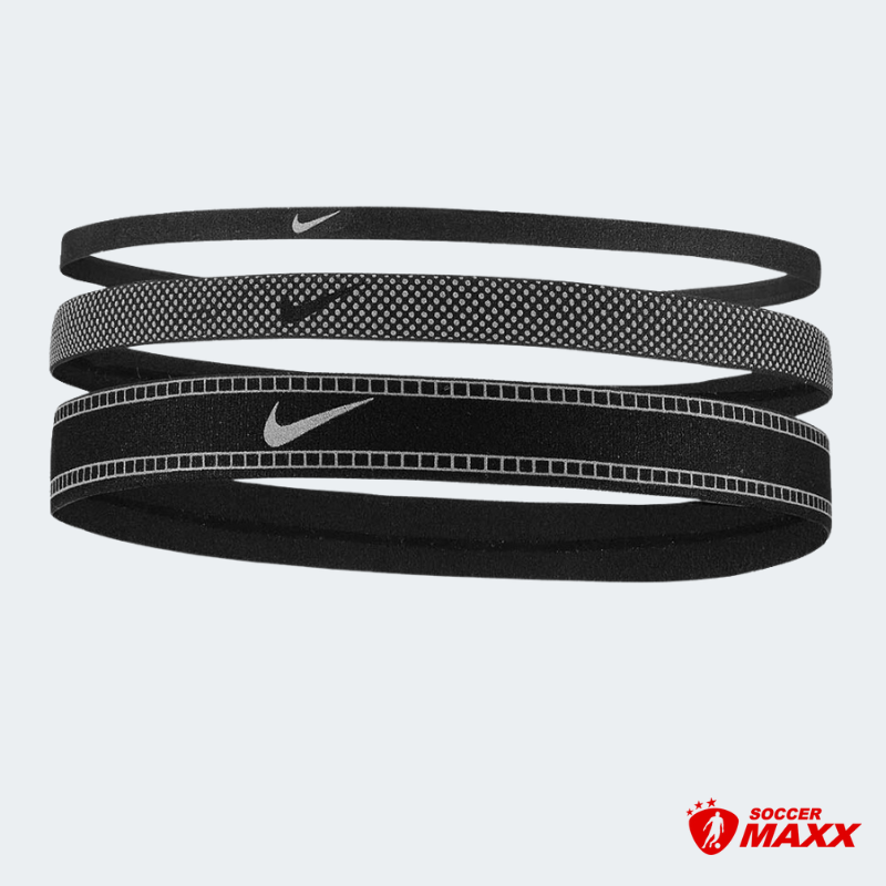 Nike Mixed Width Headbands 3 pack Black Silver