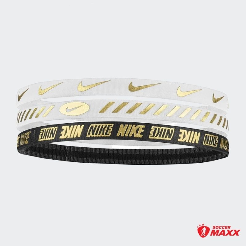Nike Metallic Headbands (3 pack) White/Black/Gold – Soccer Maxx