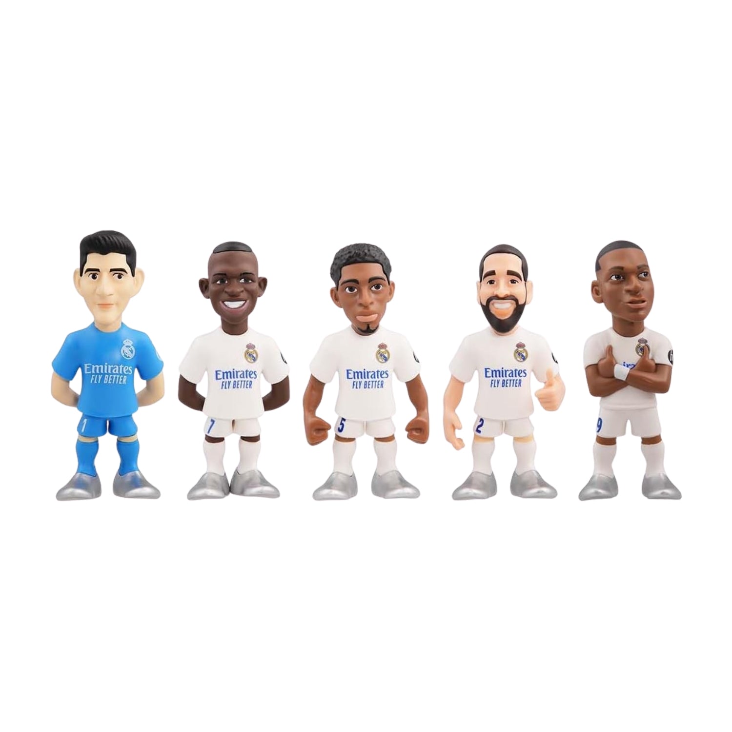 Minix Real Madrid 5 Pack (Mbappe, Bellingham, Carvajal, Courtois, Vinicius) 7cm Figurines