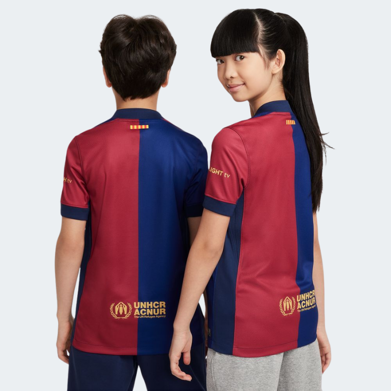 Nike Barcelona FC 24 25 Youth Home Jersey DEEP Royal Blue Noble Red Club Gold Small