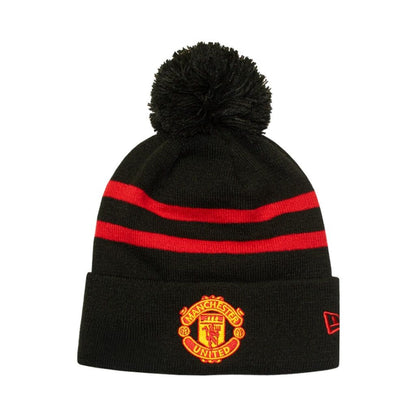 New Era Manchester United Stripe Black & Red Knit POM Beanie