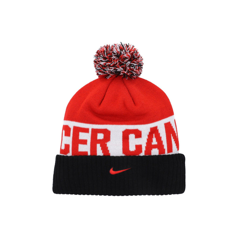 Nike Canada Soccer Classic Stripe Cuffed Knit Hat with Pom