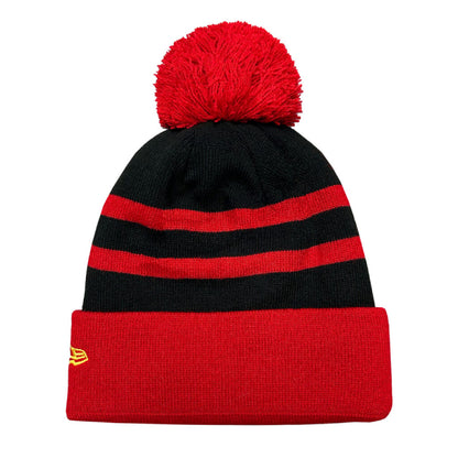 New Era Manchester United Stripe Black & Red POM Beanie