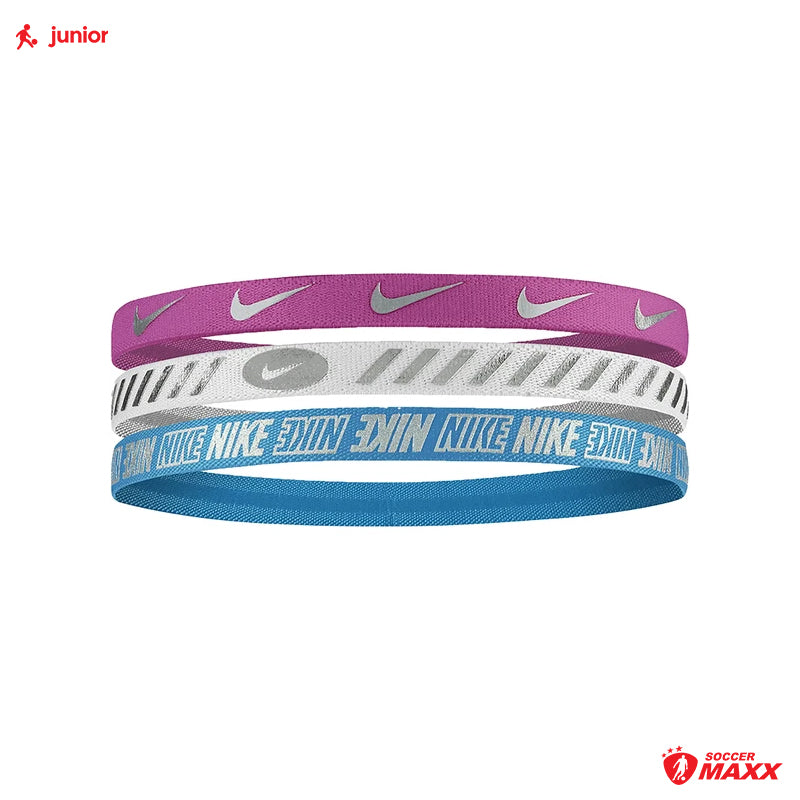 Nike Youth Metallic Headbands 3.0 (3 pack) - Active Fuschia/White/Blue Lightning