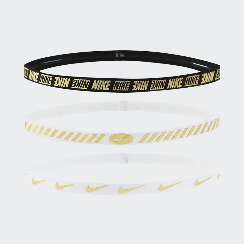 Nike Metallic Headbands 3.0 (3 pack) - White/Black/Gold