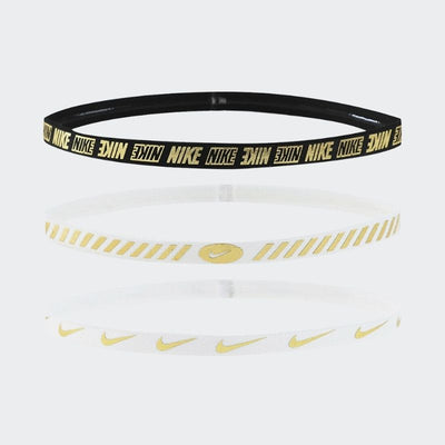 Nike Metallic Headbands 3.0 (3 pack) - White/Black/Gold